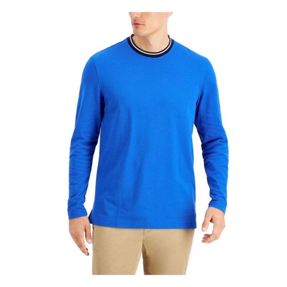 CLUBROOM Mens Navy Crew Neck Performance Stretch Performance Stretch Shirt S